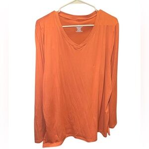 Showitty Women's Orange V-Neck Long Sleeve Top